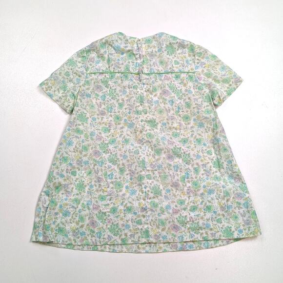 Vintage Handmade Dress Girls Sz 18-24m Green Floral Mod Hippie Boho Dainty - Picture 3 of 3